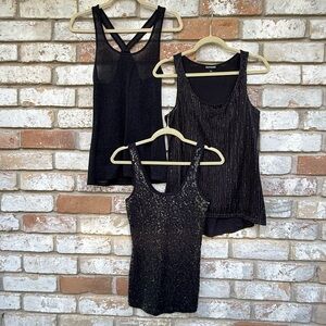 Three Beaded Sequined and Sparkly Tanks by Express